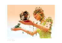 The Queen at the 2026 Nice Carnival, with a sky blending into the hues of sunrise, artistic photo print