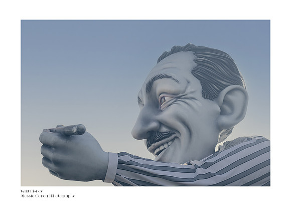 Fine art print of the float featuring Walt Disney holding a pencil at the 2024 Nice Carnival.