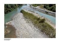 Fine art print of the Roia bed in Ventimiglia, with the caption “Summer Drought” in the League Gothic font